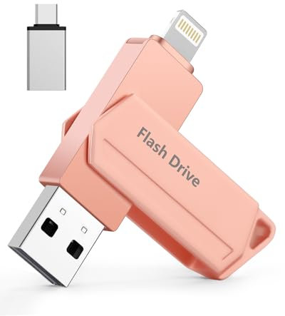 USB Stick für iPhone 512GB MFi Zertifiziert 3 in 1 USB 3.0 Lightning External Memory Type C Photostick Speicherstick für iPhone/iPad/iOS/Android/Mac/PC - Externe Speicher (Rosa)