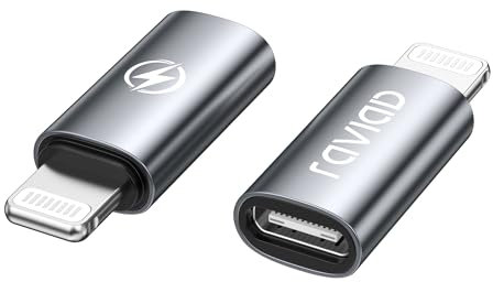 RAVIAD 36W USB C to Lightning Adapter (2Pack) USB C Female to Lightning Male Adapter Fast Charging Compatible with iPhone 14 13 12 11 Pro Max, Pad Pro/Air 5/Mini 6, Not for Audio/Headphone/OTG