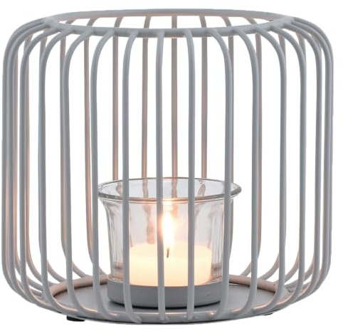 Värmeljushållare Cibolo av metall, i modern design, i grå färg 14 cm