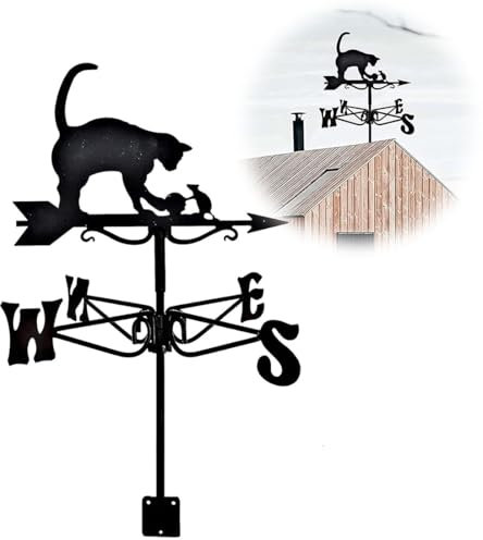 GFLCWYP Girouette en Fonte Jardin Girouette Chat Souris en Forme De Pieu Ornement Indicateur De Direction du Vent Outil pour Cour Patio Pelouse