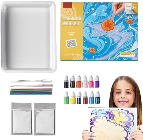 Generisch Marmorier-Malset für Kinder - Bastelsets Art Set Wassermarmorierung,Weihnachten, Thanksgiving, Ostern, Feiertagsgeschenke für und Mädchen im Alter von 6, 7, 8, 9, 10 Jahren