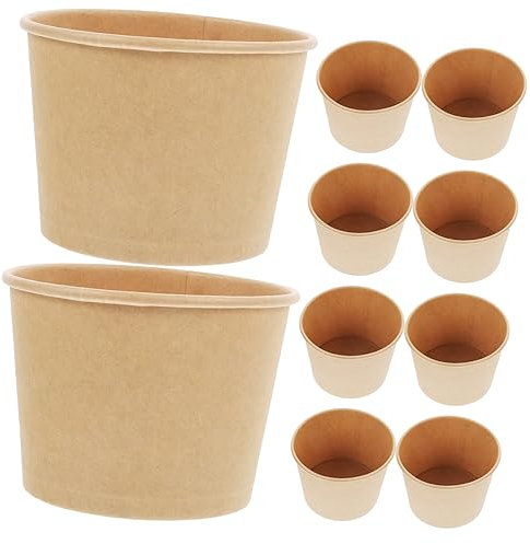 Baluue 12pcs Convenient Disposable Paper Bowls Ramen Salad Snack Bowls for Camping Banquets Parties