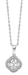 TALISMAN JEWELLERY Pendentif en argent 925 et zircons blancs - Fleur de lys (12 mm ou 15 mm), 15 MM, Argent sterling 925 Zircone cubique, Non applicable