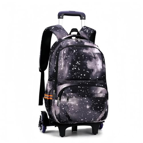 BOZONLI Sac à Dos à Roulettes Garçon, Cartable à Roulettes Voyage Etanche Amovible, Cartables Scolaires avec Chariot pour Enfants (Noir)