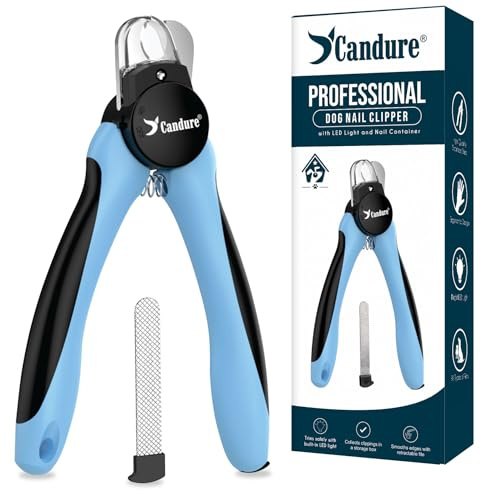 Candure Cortaúñas Para Perros con Luz LED – Ilumina la Línea de Sangre Para un Corte Más Seguro, Cuchilla Afilada y Sensor de Seguridad, para Uñas Gruesas, con Lima de Uñas