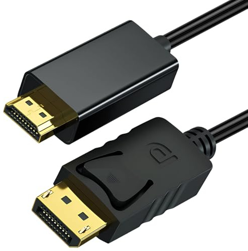 4K Display Interface to HDMI Cable 1.8M, Uni-Directional Display Port (DP) to HDMI Lead Cable 4k@30Hz 1080p Gold-Plated Cord Plugs for Lenovo Dell ASUS HDTV Monitor Projector PC Laptop NVIDIA and More
