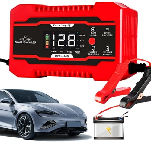 Chargeur d'Entretien pour Batterie de Voiture,Chargeur à Impulsions 12V 6A pour Récupération de Batterie - Équipement de Recharge pour Réparation de Véhicules pour Motos, Voitures, Camions et Tricycle