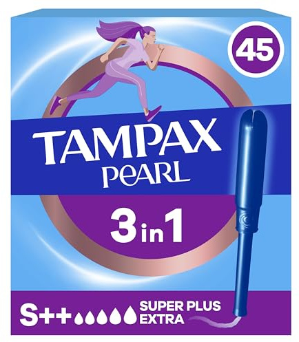 Tampax Pearl Super Extra Plus Tampones Con Aplicador, 45 Unidades (3 paquetes de 15)