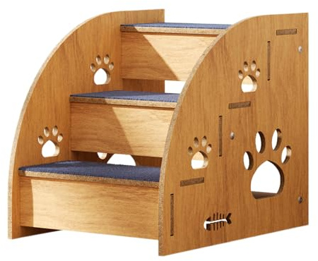 Hundebettstufen - Holztreppe, Faltbare Katzenleiter | Non -Skid -Hochbettrampe, Innenkletterstufen, tragbare Hundeleiter, Starke langlebige Treppe für Schlafzimmer Couch Wohnzimmer Setup