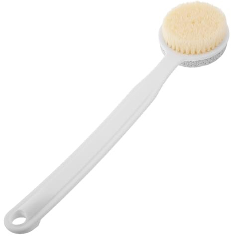 WOONEKY Cepillo Exfoliante para Pies con Piedra Pómez, Removedor de Callos y Durezas, Mango Largo, para Baño y Hogar, Ligero