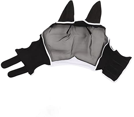 POENVFPO Avtagbar och Andningsbar Mesh-hästflugmask med öron UV-skydd Hästögonmask för Hästar i Alla storlekar. (L)