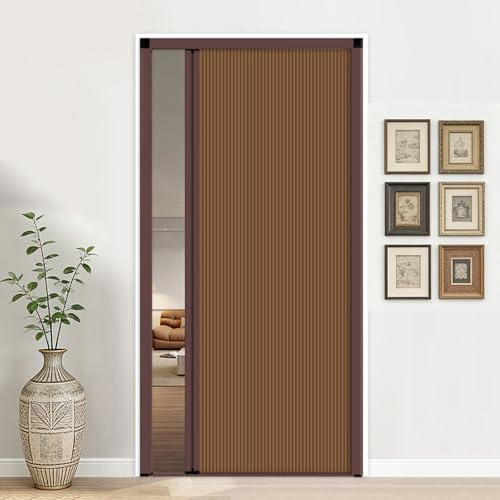 Ziehharmonika-Schiebetür für Türen, versenkbare Duschtür mit Griff und Zellgewebe, Falttür als Raumteiler für Schlafzimmer, Bad, Küche, Wohnmobil(Braun - W×H:150×180cm)