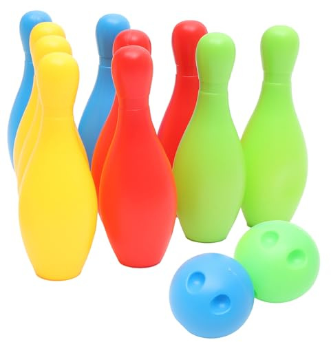FUNOMOCYA Set da Bowling per 10 Birilli Colorati da 14 Cm, Giocattolo Educativo Mini Bowling per Gioco al Coperto e all’Aperto, attività Ludica Interattiva e Famiglie Colore Colore Casuale