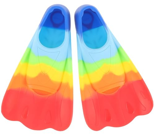 NAMOARLY Lightweight Silicone Fins for Swimming Training, Short Diving Flippers for Boys, Size 36-38 with Colorful Design for Water Sports