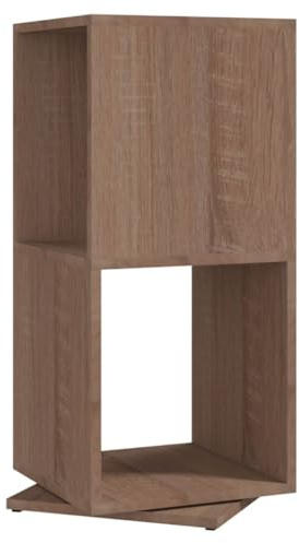 Roanoer Drehregal Sonoma-Eiche 34,5x34,5x75,5 cm kleines Bücherregal aus Holzwerkstoff 360° drehbar platzsparendes Standregal für Wohnzimmer Küche Büro