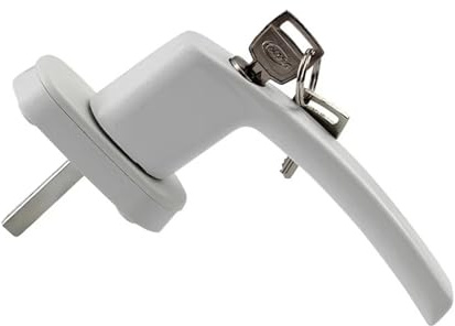 Manilla recta universal, Manija De Ventana Con Cerradura Y Llave for Ventanas Abatibles Blanco