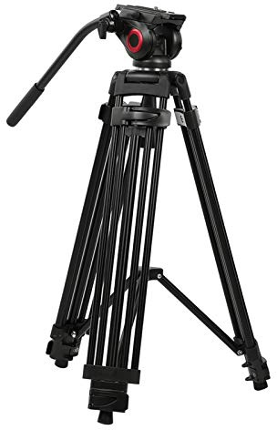 aqxreight MTT601A Professionellt Stativ med Hydrauliskt Huvud för Kameror, 10 Kg Belastning 153 Cm Höjd, 360 panorama- och Snabbkopplingsplatta, Resestativ i Aluminiumlegering