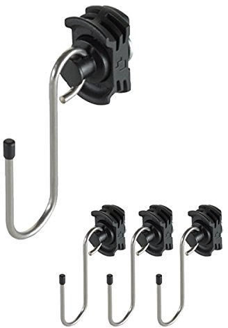4 x Kerl Butler - Automotive Fitting mit Haken für Airlineschienen (z.B. LS-AL-10006, etc.), Endbeschlag, Stahl, schwarz-Silber