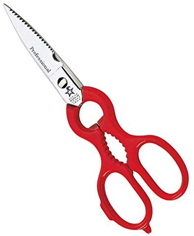 Gifaz Forbici da Cucina Made in Italy Smontabili in Acciaio Inox con Manico Rosso Verniciato Taglia Tutto, Pesce, Carne e Verdure, 21 cm