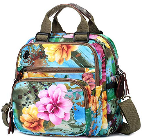 Uniuooi Floral Mummy Bag Wickelrucksack Baby Windel Handtasche Mutterschaft Schulter Botschaft Tasche Multifunktionale Multi Taschen Wasserdicht Oxford Tuch Reise Rucksack Frauen Damen Blau