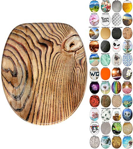 Sanilo WC Sitz mit Absenkautomatik, viele neue Toilettendeckel zur Auswahl, hochwertige Oberfläche, einfache Montage, stabile Scharniere (Grain)