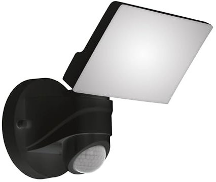 EGLO LED Außen-Wandlampe Pagino, 1 flammige Außenleuchte | Sensor-Wandleuchte aus Kunststoff, Farbe: Schwarz, Außenstrahler mit Bewegungsmelder, IP44