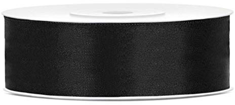 Satinband Schwarz 25mm x 25m – Schleifenband Trauerflor | Elegantes schwarzes Geschenkband & Dekoband, für Geschenkverpackung, Floristik, Trauerdeko, Hochzeit, Karten & DIY
