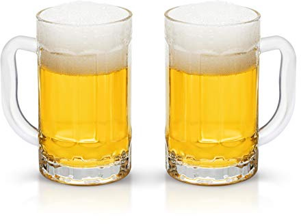 COKTIK 2 Pack Heavy Large Beer Glasses with Handle - 14 Ounce Glass Steins, Classic Beer Mug glasses Set