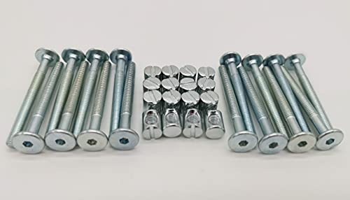 HMH-Shop Bettschraube sechskant M6x50mm / M6x60mm / M6x70mm / M6x100mm Möbelschraube Quermutter M6 (16, Bettschraube M6x60mm + Quermutter)