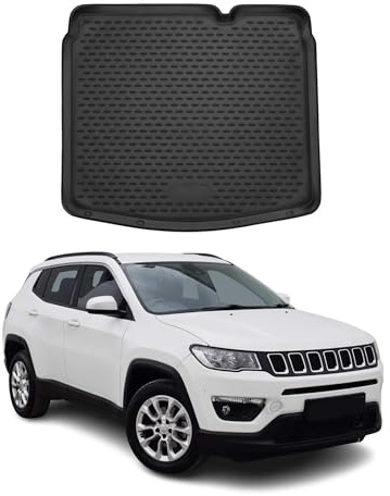 OMAC Kofferraumwanne für Jeep Compass 2016-2021 TPE Schwarz | Kofferraummatte, Laderaumwanne, Allwetter, fahrzeugspezifisches Produkt, Antirutsch, 3D-Passform, wasserdicht