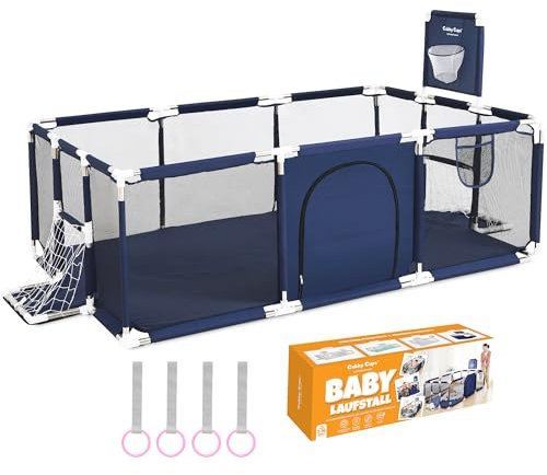 GUBBY GUPS® Laufstall Baby Bällebad Baby Laufgitter mit Basketballkorb (und Fussballtor),188x124x66cm und als Lauflernhilfe