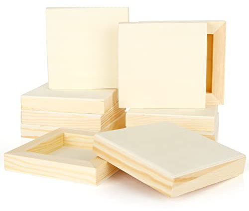 FVIEXE 10PCS 4x4 Inch Pine Wood Art Panels for Painting, Crafts & More (Oil, Acrylic, Watercolor)