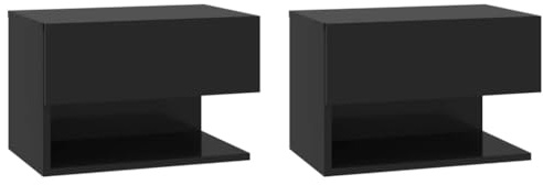 VidaXL Väggmonterade Sängbord 2 St, Svart, Sängskåp, Sänglådor, Sovrumslådor, Sänglåda, Sovrumslåda, Väggmonterat Sängbord