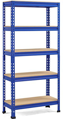 Yaheetech Etagères de Rangement 70 x 30 x 150 cm, Bleu | Charge Lourde 130 kg par Niveau, Montage sans Boulons, Tablettes Réglables, Étagère Metallique Atelier/Garage/Cuisine/Salon
