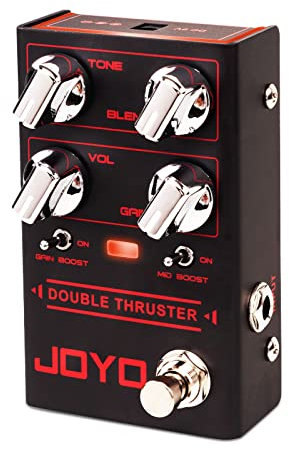 JOYO Bassgitarrenpedale, High-Gain-Overdrive-Effektpedal mit unabhängiger Mittelfrequenz und Gain-Boost für Bassisten, E-Gitarrenbass (DOUBLE THRUSTER R-28)