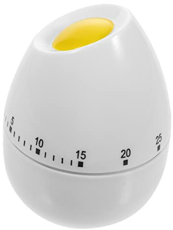 CIYODO Mechanical Kitchen Timer Egg Shaped White with Lovely Styling Design, Manual 60 Minute Countdown Timer for Cooking and Kitchen Use