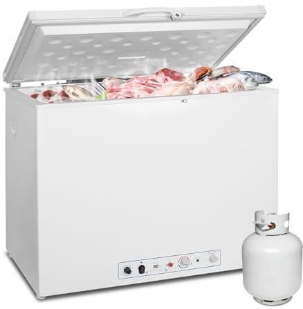 Smad Congélateur à Gaz, 200L, Congélateur Camping, Gaz/220V, Silencieux pour Maison Garage Salon Cabanon Gîte Camping, Blanc