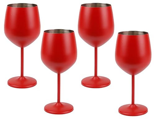 MISNODE Gobelet Verres de Fête Flûtes à Champagne en Acier Inoxydable Processus de Galvanoplastie Verres à Champagne 18 Oz Verres à Cocktail pour Fête de Mariage Dégustation de(4 pièces/rouge)