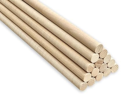 Holzstäbchen Rundstab Buche 6 mm x 40 cm Rundholz Holzstange Runder Stock für Holzarbeiten Dekorationen Basteln (100)