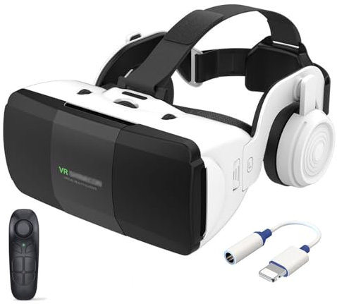 2023 Nuovo Occhiali VR 3D Visore Realtà Virtuale con Cuffie e Controller,Occhiali Virtuali per Giochi e Film,VR Headset Compatibile con Tutti Gli Smartphone da 4,7-7,8,Regali di Natale Particolari (