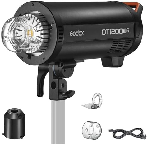 Godox QT1200IIIM 1200Ws Studio Monolight Strobe Flash Light kit with USB Light, 2.4G Wireless X System, HSS 1/8000s, 0.01-0.9s Recycling, 5600K Modeling Lamp, Bowens Mount for Studio Photography