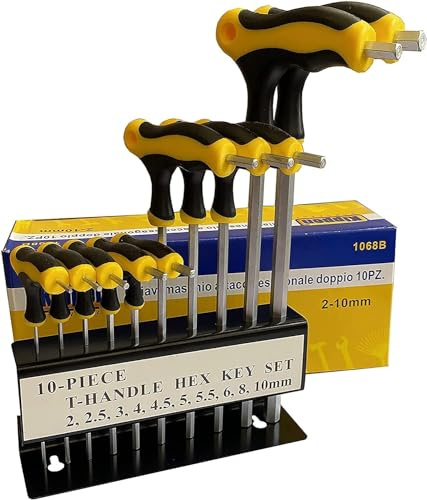 kippen 1068BX Set 10 PCS di Chiavi a Brugola Doppie. Impugnatura in Bicomponente