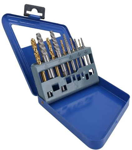 HSS Left Hand Imperial Spiral Drill Bits + Screw Damaged Stud Extractors 10pc