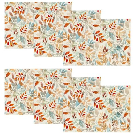 Artoid Mode Leaves Autumn Placemats 30 x 45 cm Set of 6 | Seasonal Fall Table Mats for Party Kitchen Dining Decoration