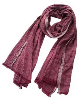REHJJDFD Écharpe pour homme à rayures en coton et lin - Écharpes chaudes en Pashmina - Neckerchief court avec frange pour homme, rouge vin, Taille unique