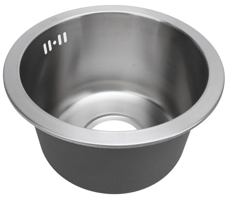 Runde Mini-Küchenspüle, 304 Edelstahl, und Rostbeständig, Runde Edelstahl-Küchenspüle mit 11,02 Zoll Außendurchmesser, Einzelbeckenspüle für Küchen, Bars, Waschräume