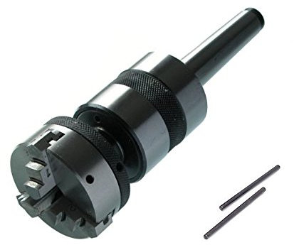 High Precision MT2 Shank Revolving Live Center M14x 1 with 50 mm 3 Jaws Self Centering Chuck - Lathe's Tailstock 2MT