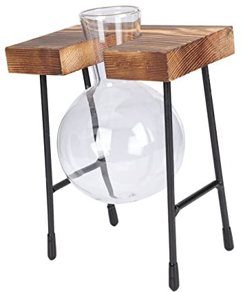 RORPOIR Holzständer Hydroponische Blumenvase Glasbehälter Für Wohnkultur Vase Metallstab Eleganter Innenschmuck