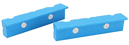 ABS 5.5in Magnetic Vise Jaw Protective Grooved Cover Pad Set Kit Prevents Surface Damage for Vise Block Drill Press Vise Grinding Tong Light Blue