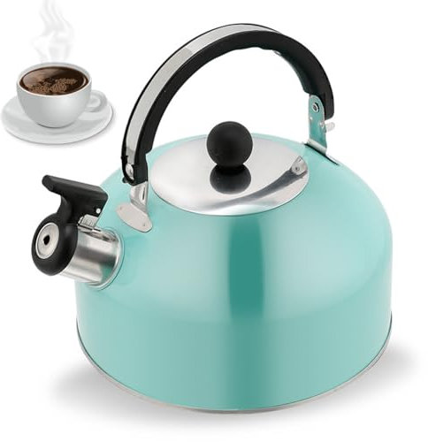 Hervidor de agua silbante portátil de 3 litros con asa y boquilla, tetera de acero inoxidable de viaje para estufa de gas eléctrica, campamento, fuego, accesorio de decoración del hogar